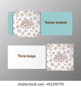Horizontal banner template ornate flower. Vector illustration