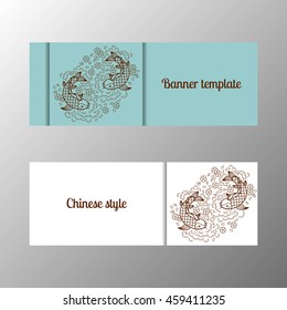 Horizontal banner template ornate flower. Vector illustration