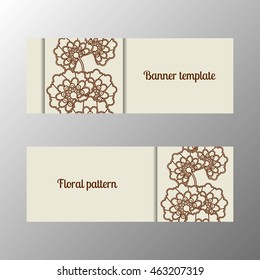 Horizontal banner template ornate flower. Vector illustration