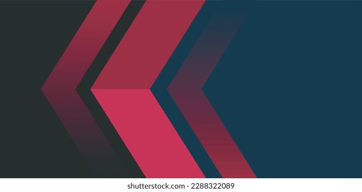 Horizontal banner template with red arrows and gradient on dark background. Empty Vector Mockup for design and advertising. Website banner, flyer, leaflet. EPS10.