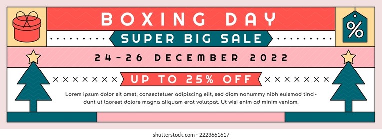horizontal banner template vector boxing day big sale flat design