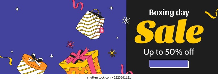 horizontal banner template vector boxing day big sale flat design