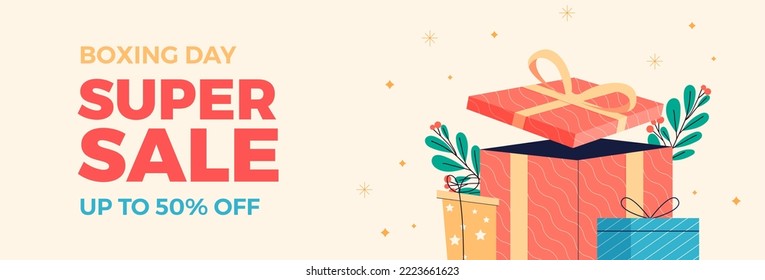 horizontal banner template vector boxing day big sale flat design