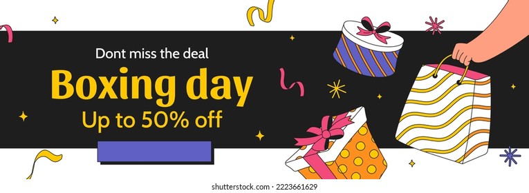 horizontal banner template vector boxing day big sale flat design