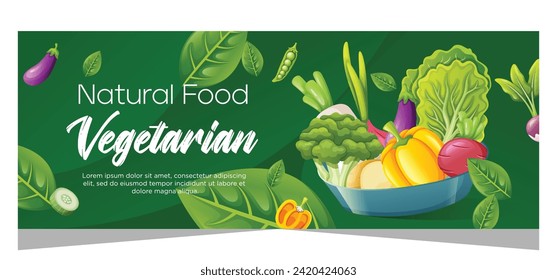 Plantilla de banner horizontal para vegetariano