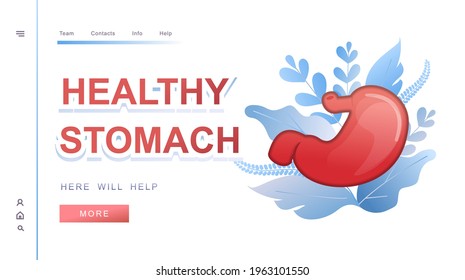 horizontal banner template website landing page medical theme, human internal health on white background
