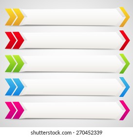 Horizontal banner templates with blank space for your message. 3d banners with arrows, arrowheads in angular fashion. (Slight spatial effect with perspective)