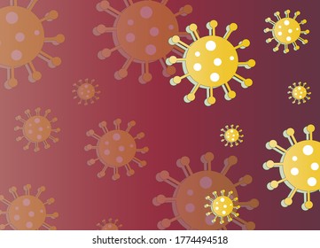 horizontal banner them with yellow virus icons vector