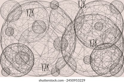 Horizontal banner with trendy 3D Wireframe Shapes. Design modern poster with 3D Geometric Circles forms. Y2K Vector aesthetic can used web and social media background. EPS 10 
