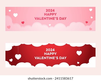 Horizontal banner Valentine's day sale promotion social media post template design. Happy valentine day celebration banner