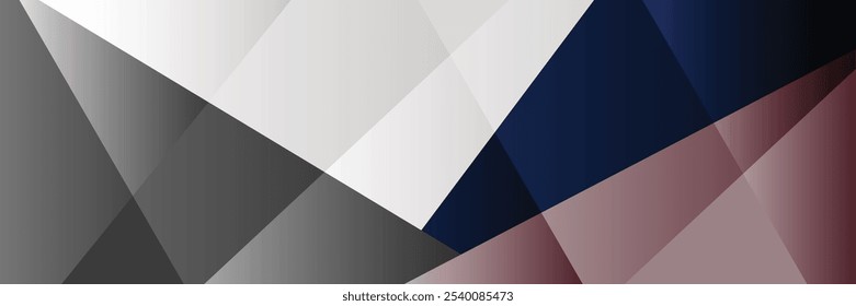 Horizontal banner vector design. Geometric landing banner with color gradation. Abstract geometric background. Suit for backdrop, web design, invitation card, voucher, and others.