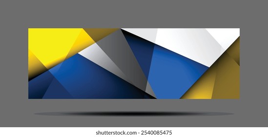 Horizontal banner vector design. Geometric landing banner with color gradation. Abstract geometric background. Suit for backdrop, web design, invitation card, voucher, and others.
