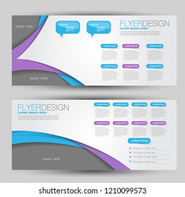 Horizontal banner or web header template set. Vector illustration promotion design background. Blue and purple color.