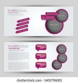 Horizontal banner or web header template set. Vector illustration promotion design background. Pink color.