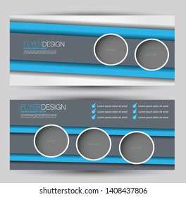 Horizontal banner or web header template set. Vector illustration promotion design background. Blue and grey color.