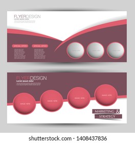 Horizontal banner or web header template set. Vector illustration promotion design background. Red color.