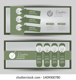 Horizontal banner or web header template set. Vector illustration promotion design background. Green color.