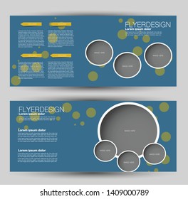 Horizontal banner or web header template set. Vector illustration promotion design background. Blue and yellow color.