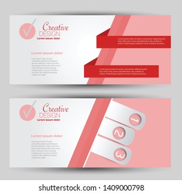 Horizontal banner or web header template set. Vector illustration promotion design background. Red and brown color.