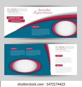 Horizontal banner or web header template set. Vector illustration promotion design background. Blue and red color.