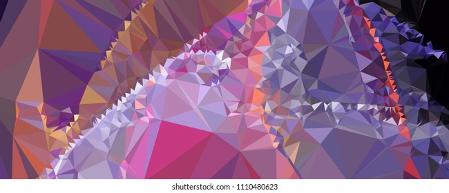 Horizontal banner for  web pages, presentations layouts, covers, title backgrounds, letterheads. Abstract multicolor mosaic backdrop. Geometric low polygonal background. Vector clip art.