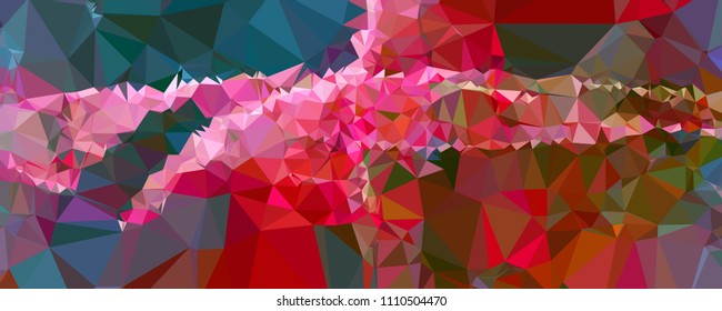 Horizontal banner for  web pages, presentations layouts, covers, title backgrounds, letterheads. Abstract multicolor mosaic backdrop. Geometric low polygonal background. Vector clip art.