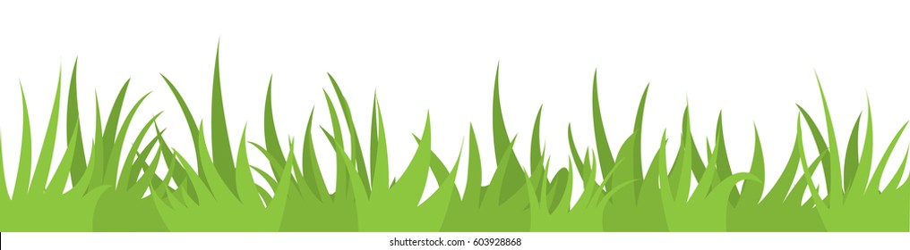 Horizontal banner with young green grass. Vector illustration.