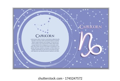 Horizontal banner  zodiac signs. Vector illustration of the horoscope of the constellation. Template for postcard, brochure, page, booklet.
