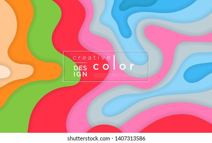 Horizontal banners with 3D abstract background and paper cut shapes. Vector design layout for business presentations, flyers and posters.