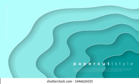 Horizontal banners with 3D abstract background and paper cut shapes. Vector design layout for business presentations, flyers and website landing page.