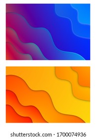 Horizontal banners with 3D abstract background with paper cut shapes. Vector design Colorful carving art.