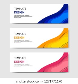 	
Horizontal banners with 3D abstract paper cut style. Vector design layout for business presentations, flyers, posters and invitations. Colorful carving art, blue, yellow, pink in white background