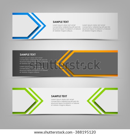 Horizontal banners with abstract colored arrows