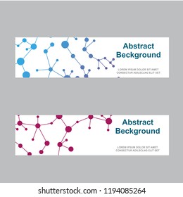 Horizontal banners with abstract molecules design. Vector illustration. Atoms. Medical background for banner or flyer.