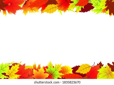 Horizontal banners with bright autumn leaves, Autumn background and room for text, Design elements for autumn holidays, Vector illustration.