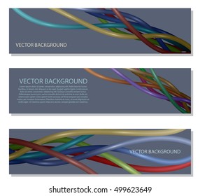 horizontal banners with colored wires, vector illustration