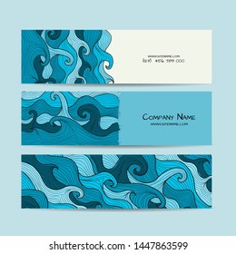 Horizontal banners design. Sea waves background