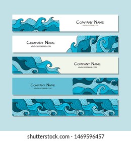 Horizontal banners design. Sea waves background
