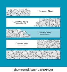 Horizontal banners design. Sea waves background