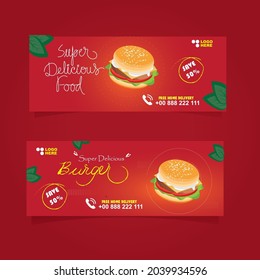 Horizontal banners with fast food design. Snacks, sandwiches,  rolls. Vector illustration in flat style, colorful.
