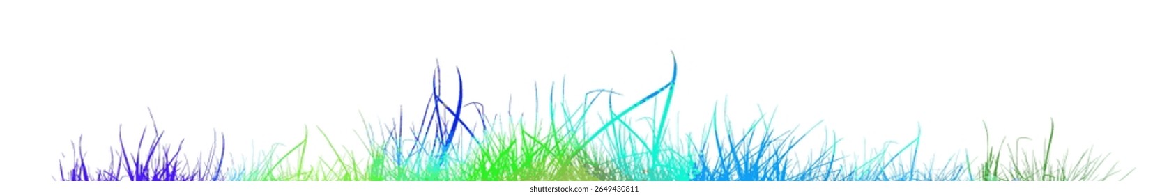 horizontal banners of meadow colored silhouettes with grass. hand drawn. Not AI, Vector illustration.