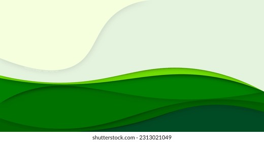 Horizontal banners paper cut waves abstract background. Paper art vector design layout for Cover book, flyers, posters, presentations and invitations. Contrast colors.