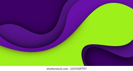 Banners horizontales papel cortar ondas fondo abstracto. Diseño vectorial de arte de papel para el libro de carátulas, folletos, carteles, presentaciones e invitaciones. Colores de contraste.