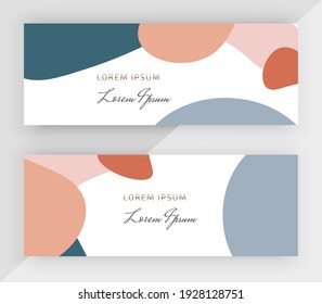 Horizontale Banner mit rosa und blauen Formen für soziale Medien 
