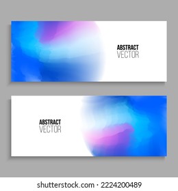 Horizontal banners. Set of abstract backgrounds with blue gradients for your creative graphic design. Vector illustration.