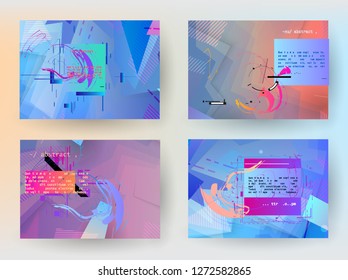 Horizontal banners set with abstract colorful background. Vector design layout for business presentations, flyers, posters and invitations - Abstract Vector Shapes