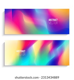 Horizontal banners. Set of blurred backgrounds with vibrant multicolored gradients for creative graphic design. Vector illustration.