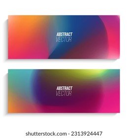 Banners horizontales. Conjunto de fondos borrosos con gradientes de colores brillantes para el diseño gráfico creativo. Ilustración vectorial.