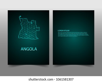Horizontal banners template with Angola map sphere vector illustration. Abstract business card vector template with globe. Flyer or cover design. communication and network.