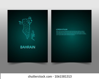 Horizontal banners template with Bahrain map sphere vector illustration. Abstract business card vector template with globe. Flyer or cover design. communication and network.